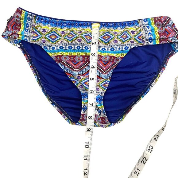 La Blanca Boho Tribal Print Halter Bikini Set High Waist Bottoms Swimsuit Size M - Picture 4 of 8